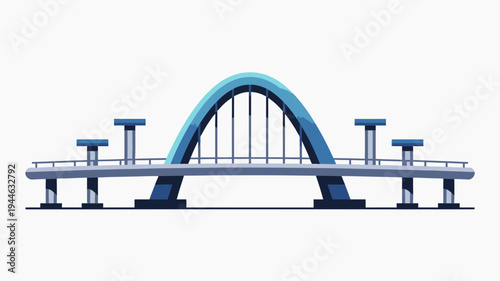 Modern Blue Arch Bridge Design illustration