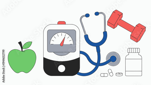 Healthy Lifestyle and Diabetes Management Concept illustration