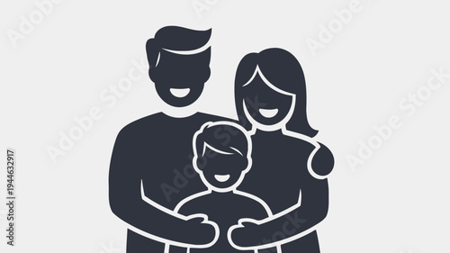 Happy Family Silhouette on White Background illustration