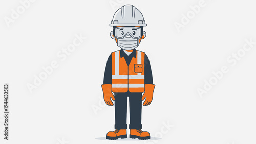Construction Worker Wearing Safety Gear illustration