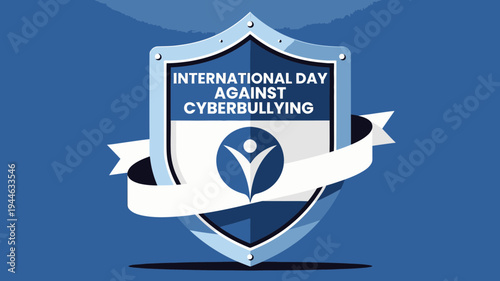 International Day Against Cyberbullying Badge vector illustration