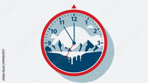 Clock With Landscape Inside Showing Time Concept illustration