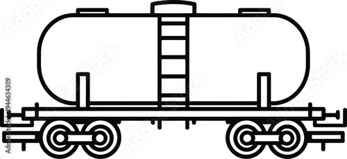 Simple black and white line drawing of a large tanker truck with a cylindrical container