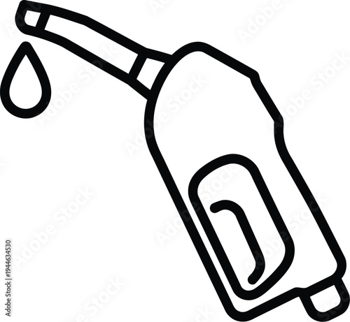 A simple line drawing depicts a fuel nozzle with a single drop of liquid falling from it