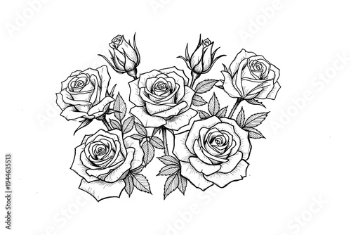 Mountain expedition emblem with flag on peak in monochrome circular design