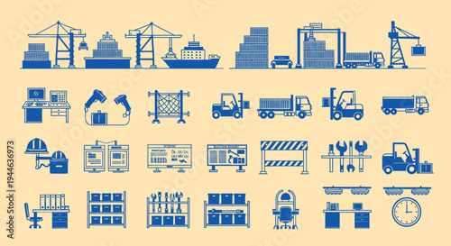 Industrial Logistics and Warehouse Icons