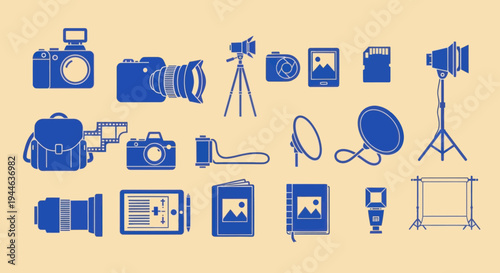 Photography Equipment Icons Collection - Digital and Film Gear
