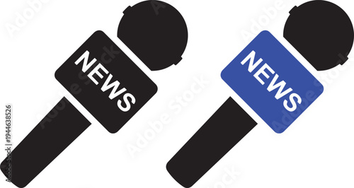 Microphone of News: Two microphones, one black and the other blue, represent the essence of information and newsgathering. With NEWS prominently displayed on each, it symbolizes media, reporting.