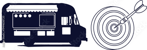 Food Truck Aiming at Target Vector Illustration Flat Design