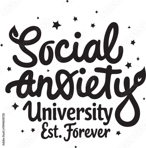 Social anxiety typography vector illustration