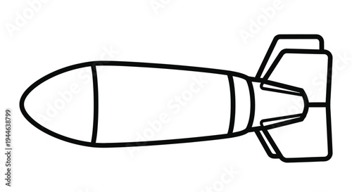 Simple black and white line drawing of a classic bomb shape from above