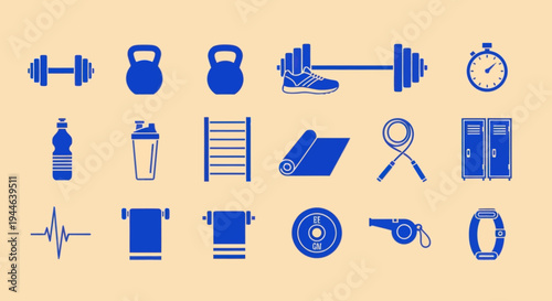 Fitness and Gym Equipment Icons Set