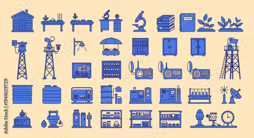Pixel Art Icons: Science, Agriculture, and Technology Collection
