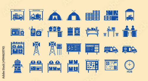 Warehouse and Logistics Icons: Delivery, Storage, and Operations