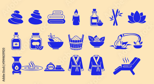 Spa & Wellness Icons: Relaxation, Massage, Aromatherapy & Beauty Elements