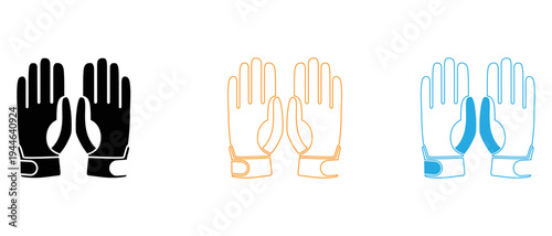 Three pairs of gloves in different colors