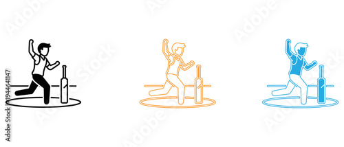 Cricket player in action various colors