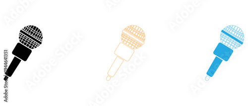 Microphone icons in black orange and blue