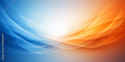 An abstract orange vector background featuring smooth flowing waves and energetic curved lines in a vibrant yellow and blue artistic motion design for a decorative wallpaper template