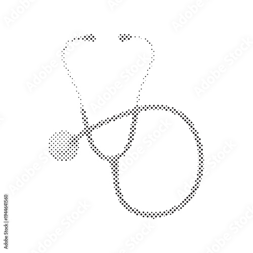 Medical Stethoscope Vector Illustration in Black and White Halftone Style