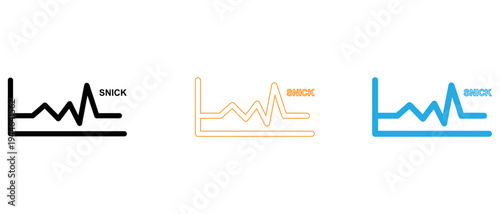 Snick logo variations in black orange and blue