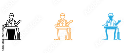 Public speaker at a podium with microphone