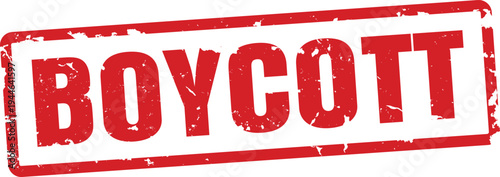 Boycott Red Grunge Rubber Stamp Label Vector