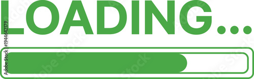 Green loading bar with text and three dots on white background progress bar waiting buffering