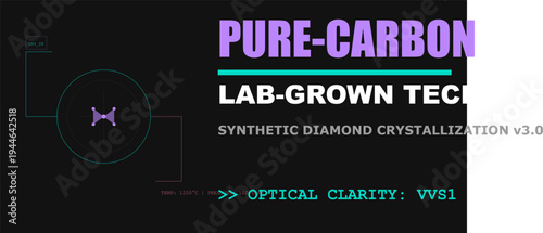 Lab-grown Pure Carbon Diamond Technology, Synthetic Crystallization Process Infographic Concept