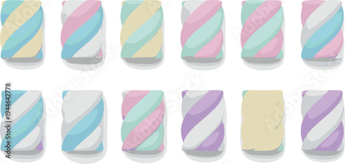 Colorful Swirled Pastel Candies, Sweet Candy Illustration for Confectionery, Food, and Dessert Art
