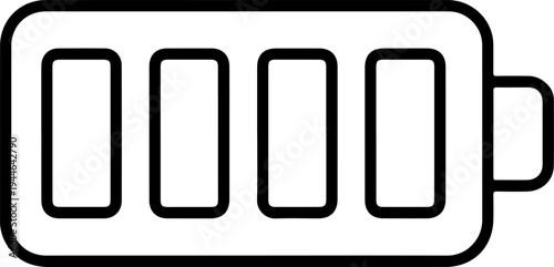 Battery Level Indicator Line Icon – Energy Power Status Symbol Isolated on White Background