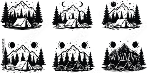 Black scorpion silhouette set with various stinging insect shapes and predatory arachnid vector illustrations isolated on white background for desert wildlife logo design