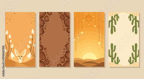 Desert Scenery Collection: Fennec Fox, Cacti, Sun and Sand Dunes