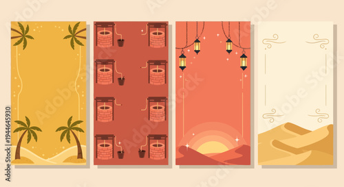 Ramadan Desert Scenery and Islamic Ornaments - Story Templates