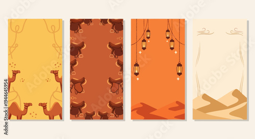 Desert Caravan Story Templates: Camels, Saddles, Lanterns, Sand Dunes