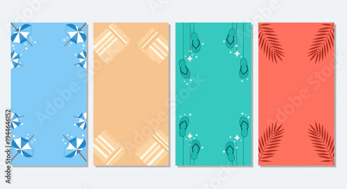 Summer Vacation Story Templates: Umbrellas, Towels, Flip-flops, Palm Leaves
