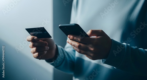 Wallpaper Mural Person holding two smartphones in front of a window Torontodigital.ca