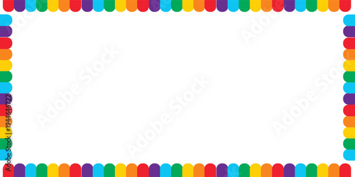 Colorful scallop frame border in seven rainbow colors,eps.10