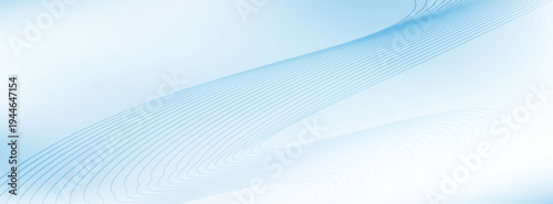 Soft blue and white gradient abstract background with fine, flowing wave lines. Smooth vector illustration for web banner, header, and presentation template.