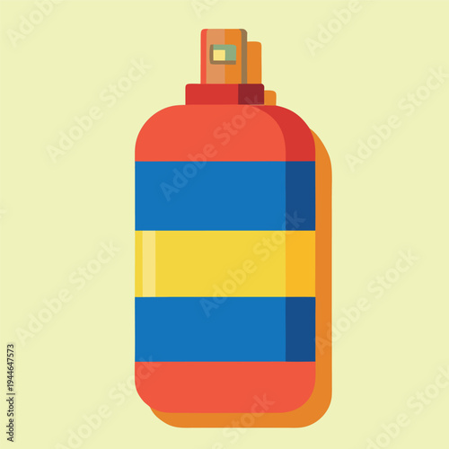 colorful LPG gas cylinder with simple geometric shapes