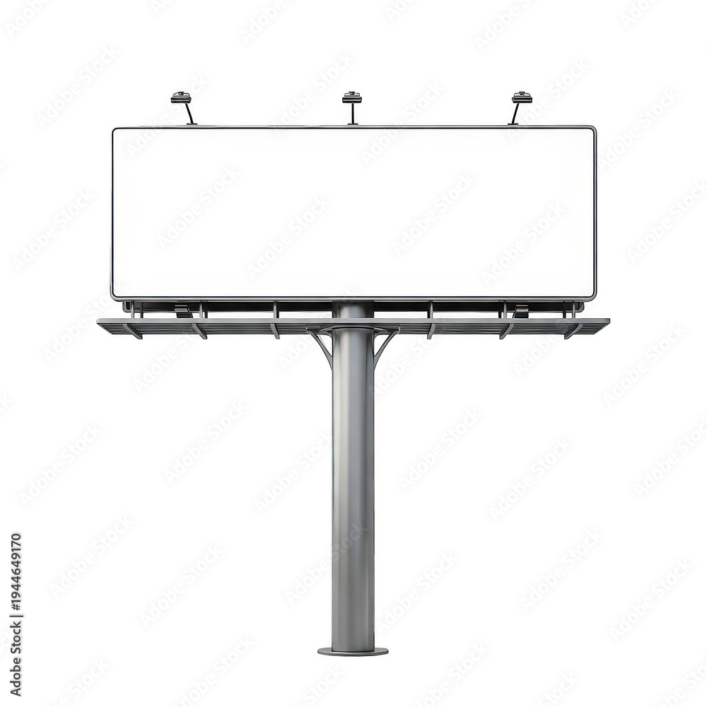Obraz premium A large billboard mounted on a tall metal pole in an urban setting