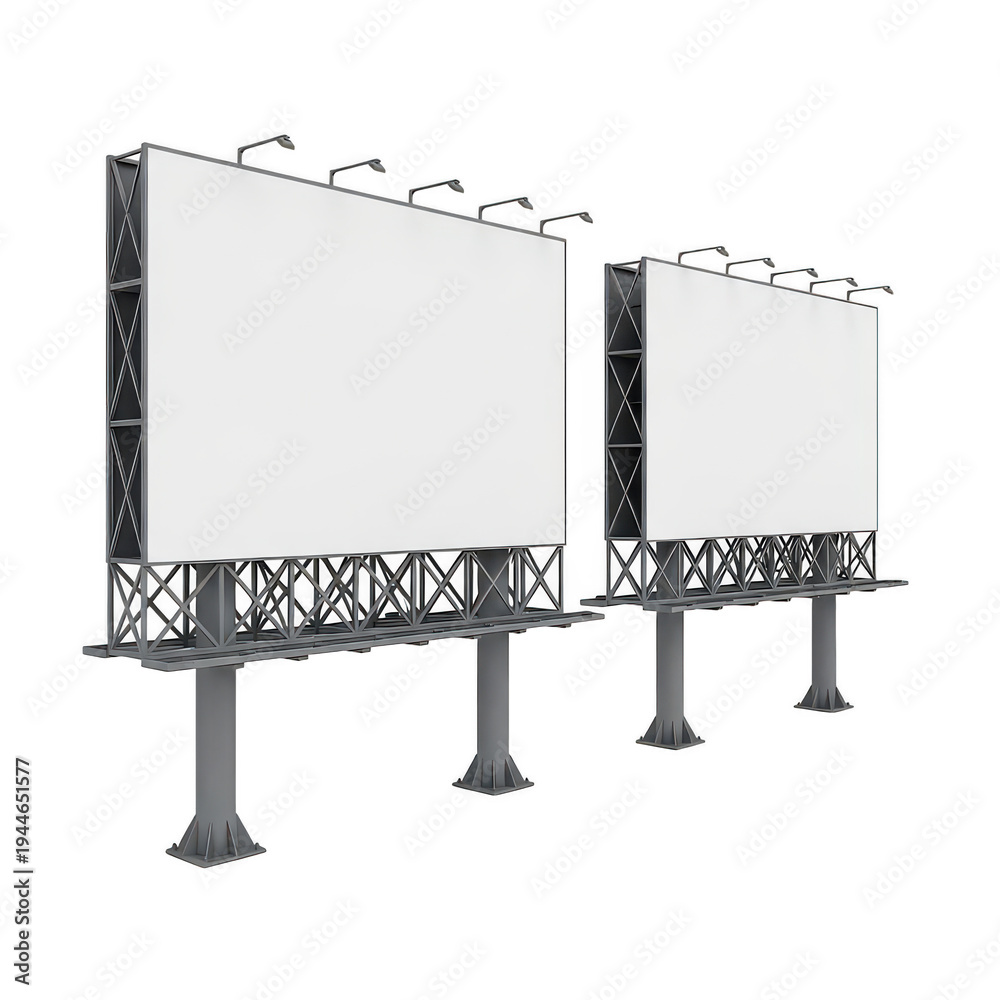 Obraz premium Modern multi-screen digital advertising display setup on urban street poles