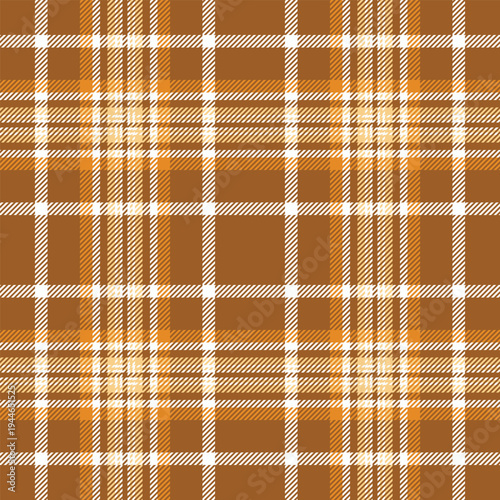 Stripped seamless texture pattern, fluffy plaid fabric textile. Thanksgiving background check vector tartan in orange and white colors.