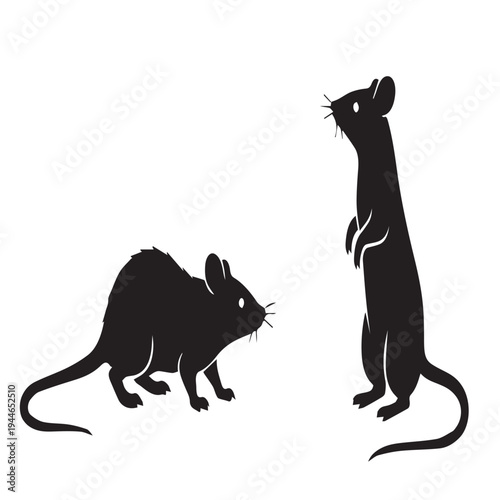 PrintStylized animal icons symbolizing mouse rat rodent ferret mammal wildlife and modern zoological graphics
