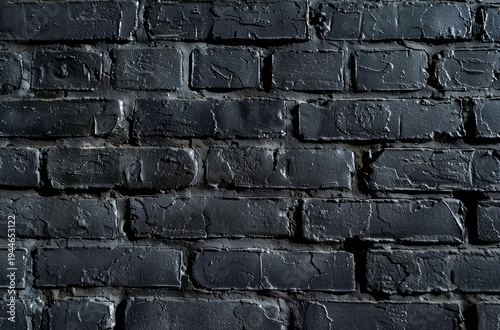 Photo of Old brick wall painted in black color. Background texture for backdrops or mapping