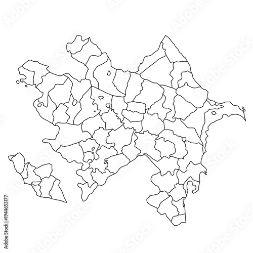 Outline map of Azerbaijan showing administrative divisions and regions