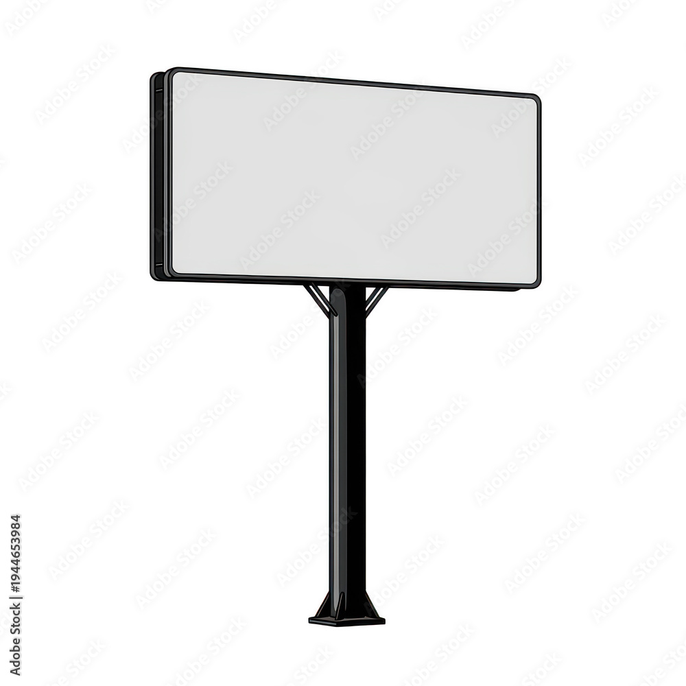 Fototapeta premium A billboard standing on a single support pole in a minimalist design