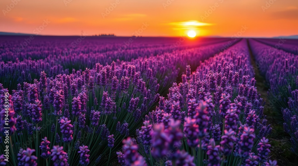 Fototapeta premium Lavender Flower Landscape With Calm Summer Atmosphere