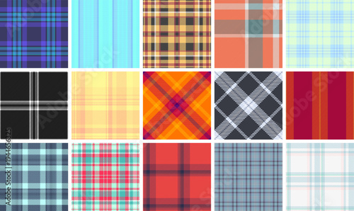 Kidswear inspired plaid bundle for promotional graphics. The pack supports banners, ads, and seasonal campaigns. Vector scalability supports impact.