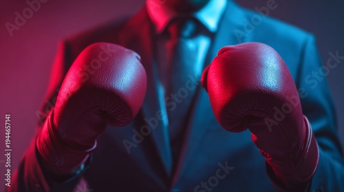 man in suit and boxing gloves